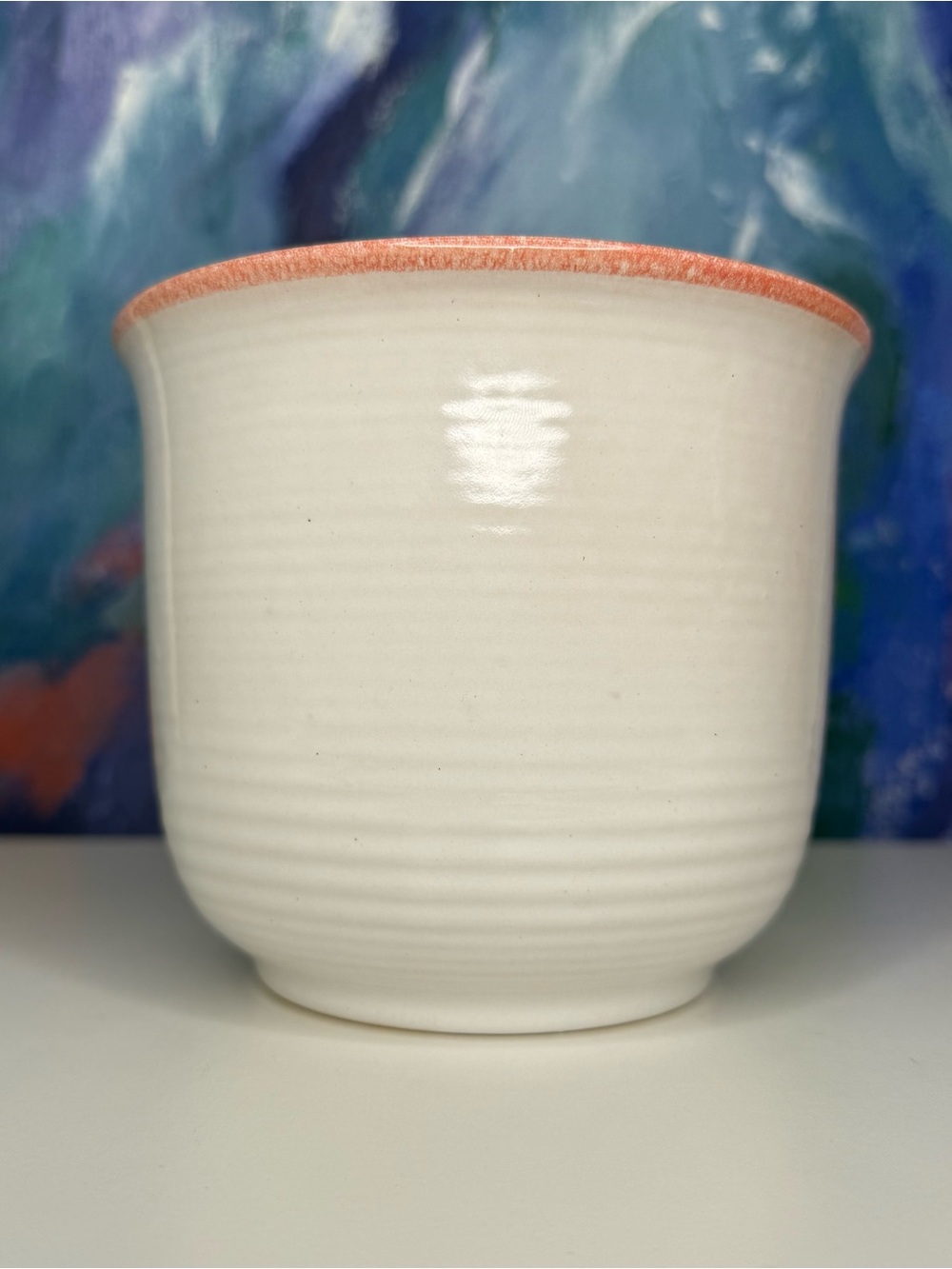 West German Pottery Planter Indoor Plant Pot White Ceramic Vintage 807 14